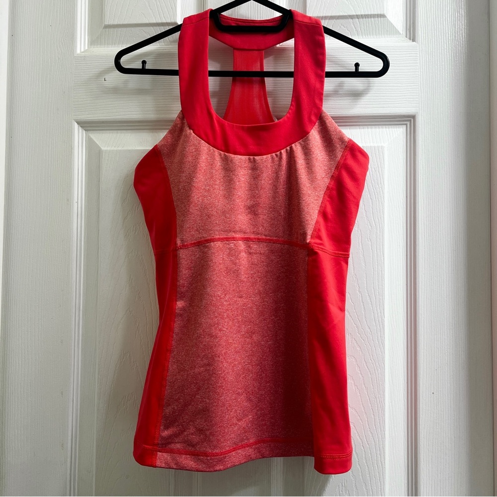 90 Degree By Reflex Coral Peach Orange Halter Tank Top Exercise Yoga Pilates